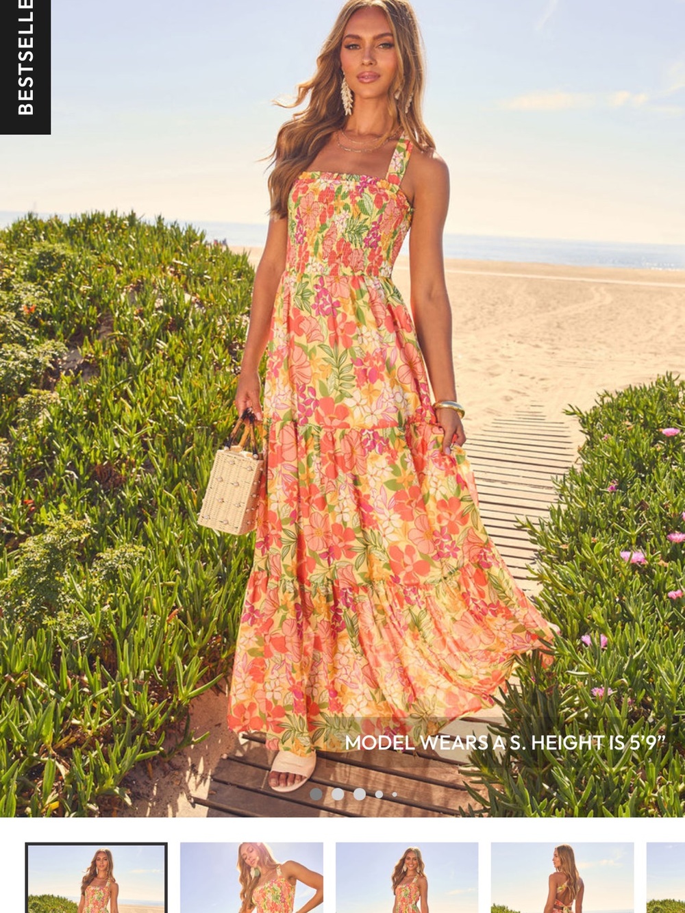Vici Coral Multi Floral Tiered Maxi Dress